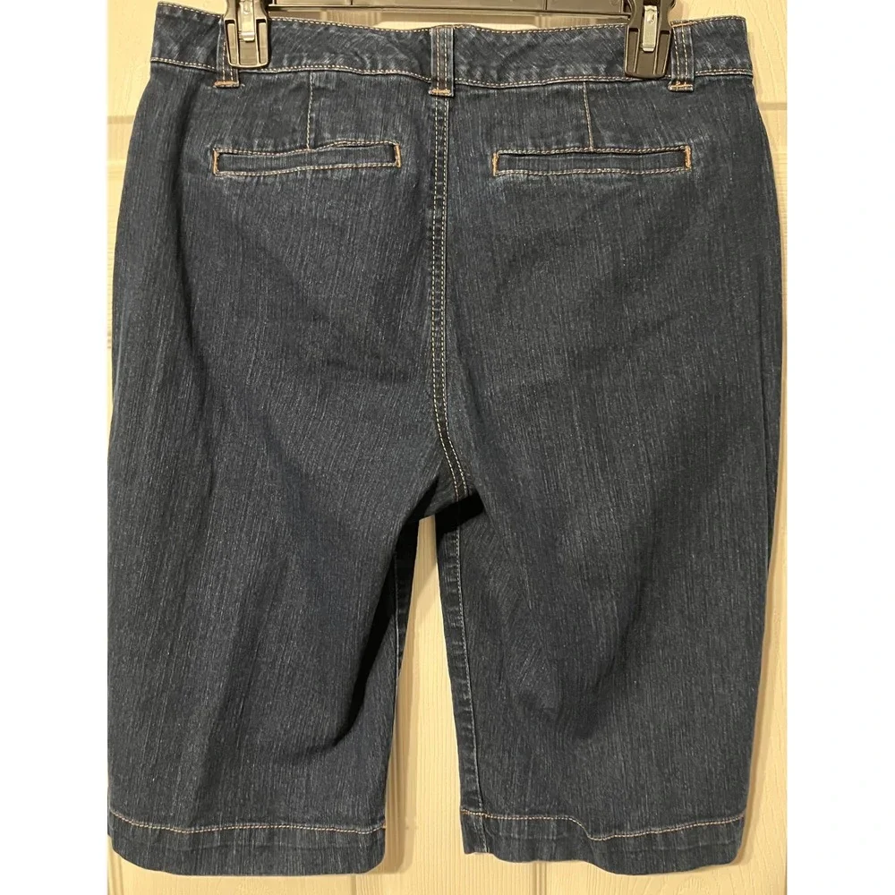 Bandolino Ivette Dark Wash‎ Bermuda Denim Shorts Womens Size 6 Stretch Blue